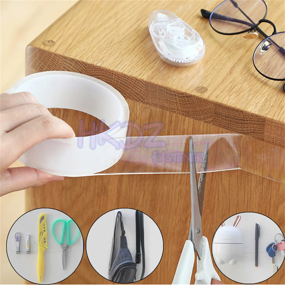 1/2/3/5M Nano Tape Double Sided Tape Transparent Reusable Waterproof  Adhesive Tapes Cleanable Kitchen Bathroom Supplies Tapes