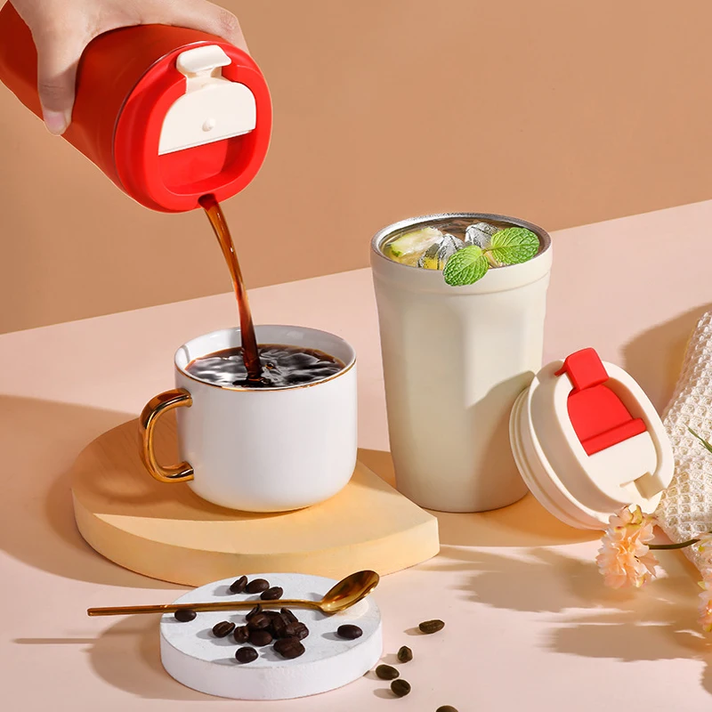 380ML Stainless Steel Vacuum Insulated Tumbler Keep Warm and Cold Reusable Coffee Cup with Lids Tea Mug for School Office Car_voghion.com