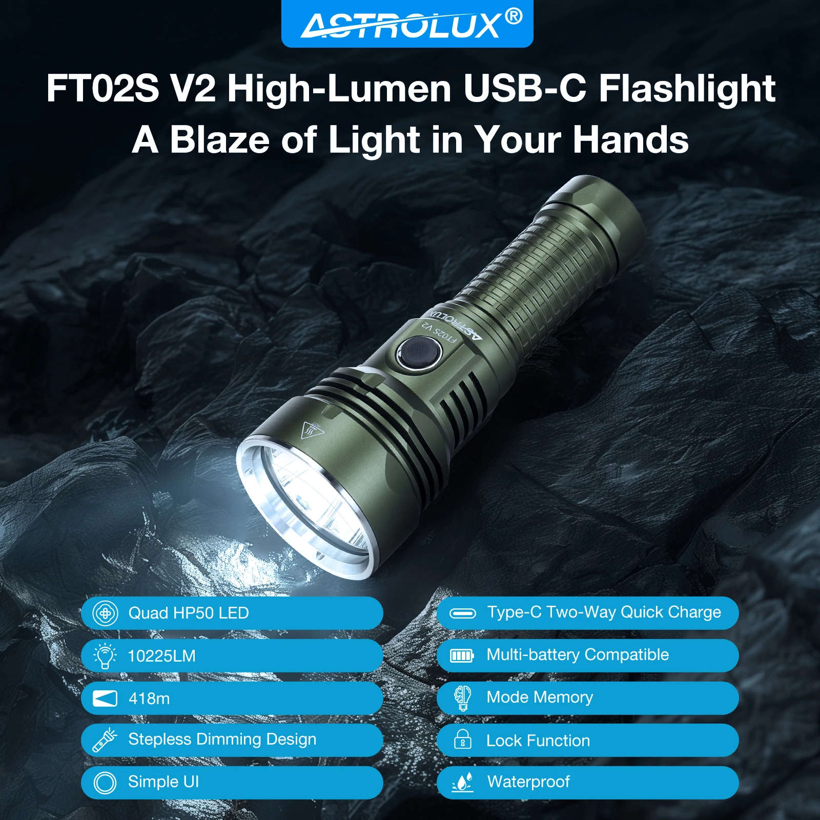 Astrolux FT02S V2 10225LM 418M Quad HP50 latarka LED z