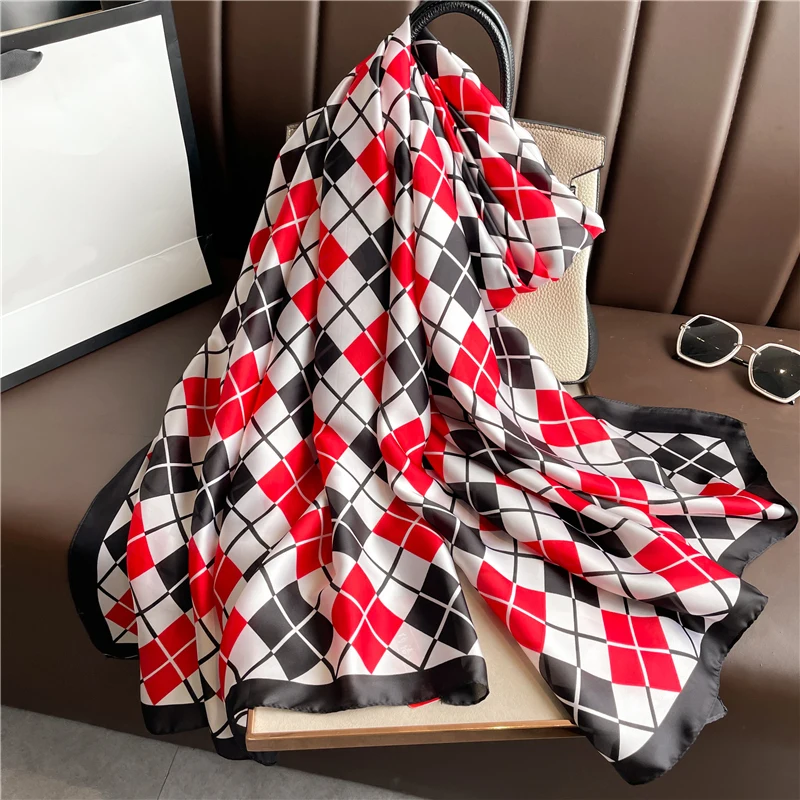 

Designer Print Plaid Hijab for Women Scarf Shawl Wraps Spring Fashion Beach Stoles Foulard Bandanda Echarpe New