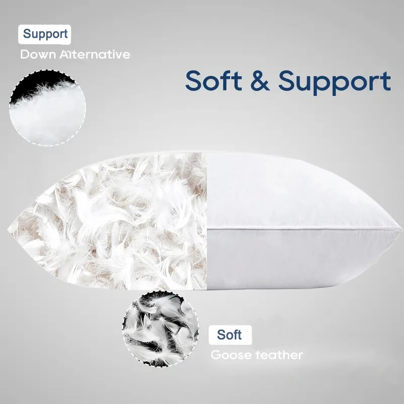 Luxury Goose Feather Pillow, Contains 50% Goose Feather, Soft, Fluffy and Breathable, Skin-friendly , Good Support, All Seasons 4
