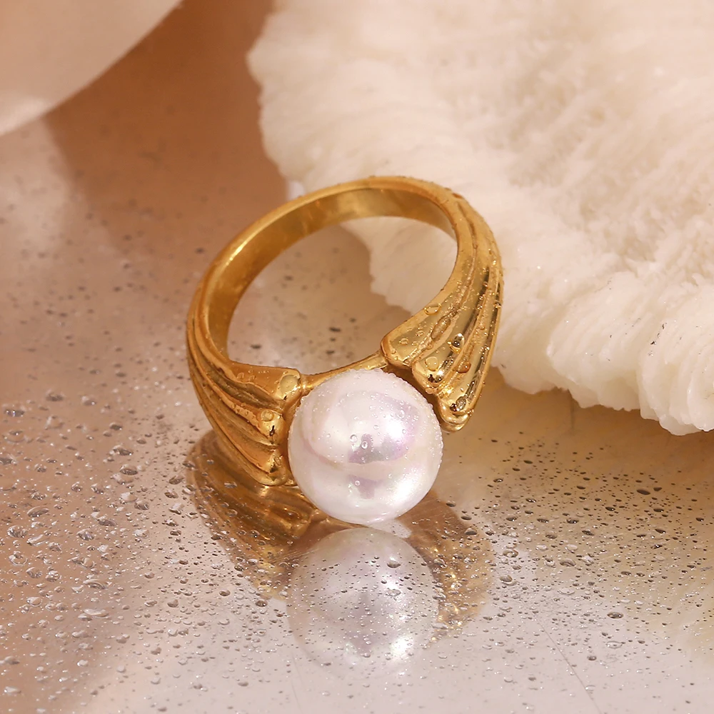 Pearl Three Finger Ring, 14ct Gold Plate – Bella Mayford