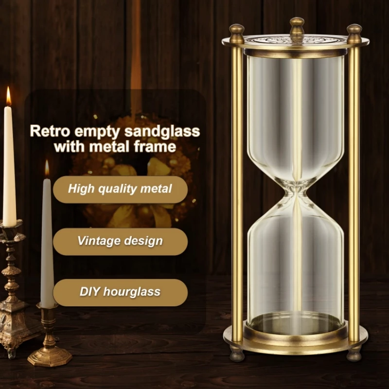 Homemade Hourglass Crown 1917 Sand Empty Bottle Timer Birthday Gift Creative Decor DIY Metal Sandglass Home Desktop Accessories sand timer,liquid hourglass timer,colored hourglass