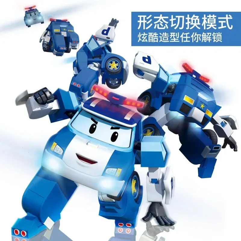 Cartoon Robocars Polis Action Figures Transformation Anime Hand Deformation Car Model Airplane Gift Toys Robots 6pcs/set