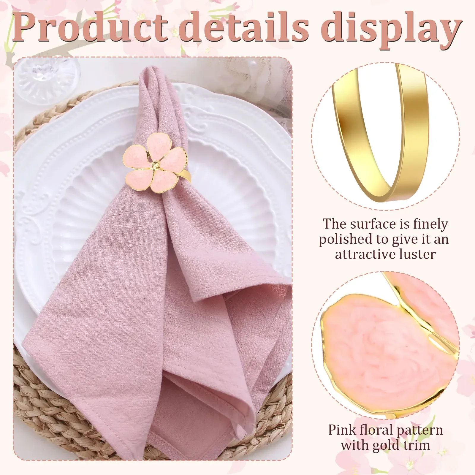 Servetring sjabloon baby in bloei servet wrap roze bloemen buik band servet sjabloon bruids douche tafel decor bruiloft couvert, 0085 - België