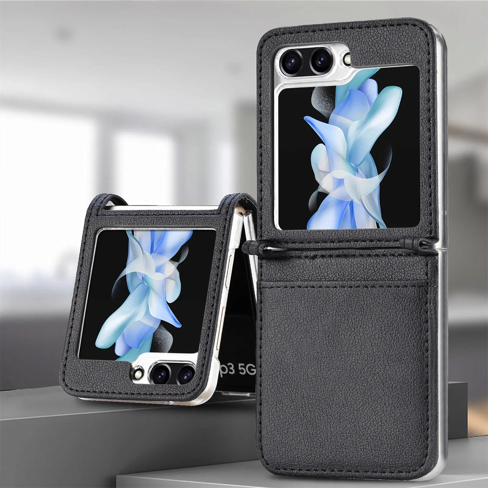 Portabl Card Holder Anti-knock Case for Samsung Galaxy Z Flip 8 7 6 5G Flip8 Flip7 fe Flip5 Flip3 Flip4 Flip6 Flip 5 4 3 Covers 6