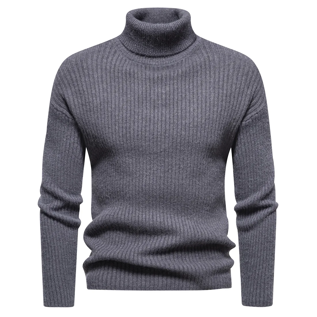 

2024New Autumn Winter Mens Turtleneck Sweater Warm Casual Knitted Pullovers Solid Knitwear Tops Long Sleeve Pullover Sweater Man