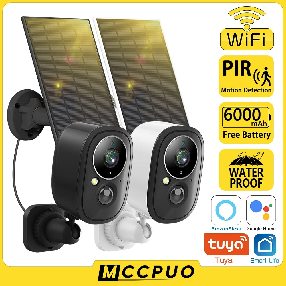 

Mccpuo 5MP WIFI Solar Outdoor Camera PIR Motion Detection Battery Security CCTV Wide 135° Angle Surveillance Camera Tuya