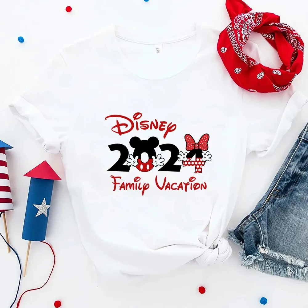 

Disney 2024 Family Vacation Clothes Aesthetic Fashion Disneyland Trip Women's T-shirt Mother Kids Matching Outfits Free Shipping