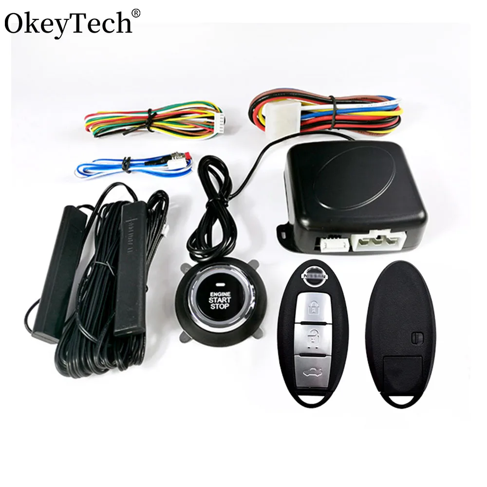 

OkeyTech Universal 12V Car Alarm Syestem 433Mhz Smart Push Button Start Stop Intelligent PKE Keyless Entry Automotive PKE