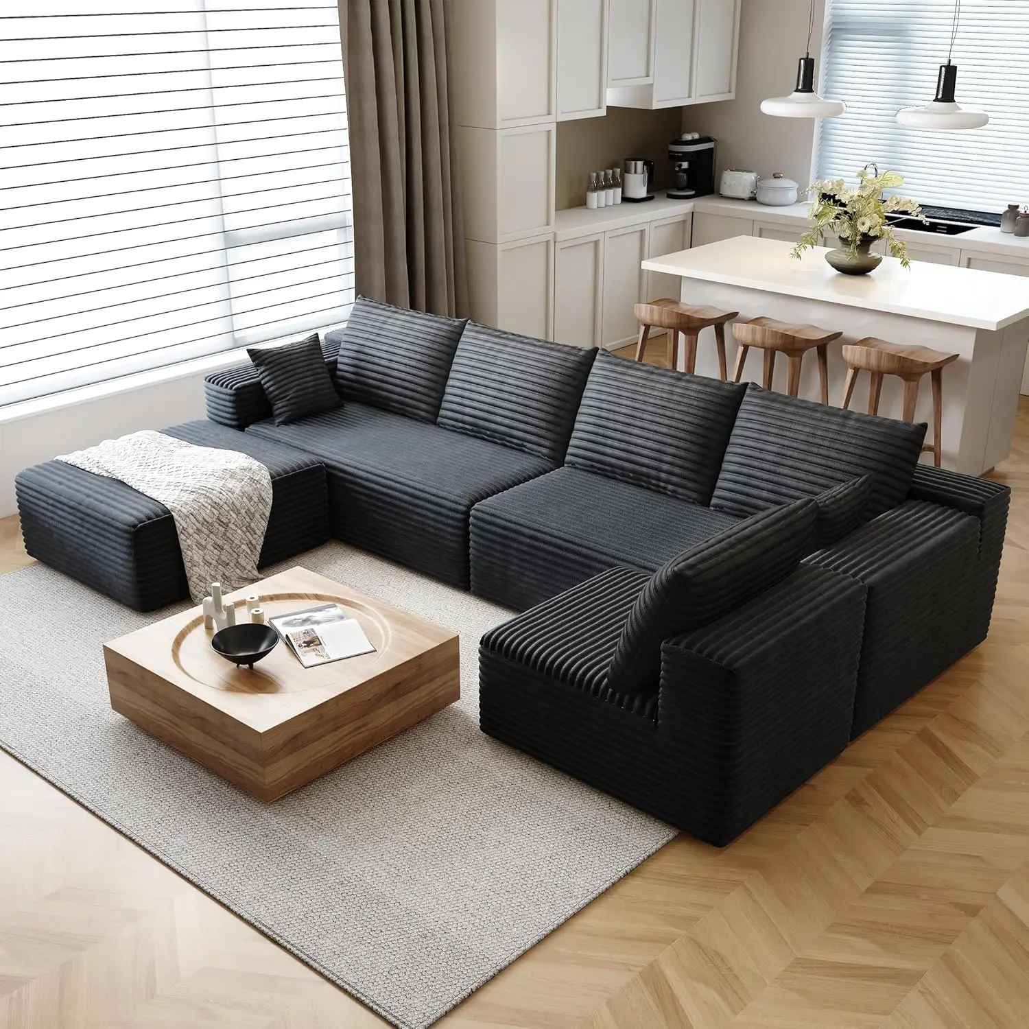 Comfortable Corduroy Modular Sectionals 1
