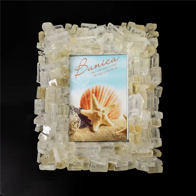 

Aesthetic Natural Healing Crystals Room Decor Reiki Raw Mineral Calcite Quartz Photo Frame Wedding Decoration Couple Gifts