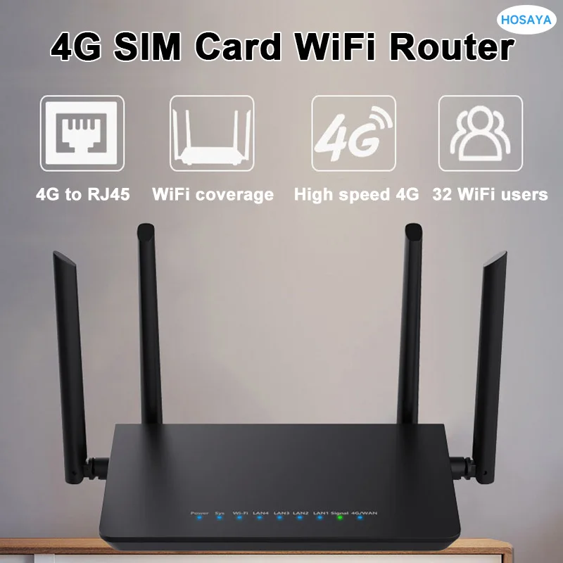 LTE CPE 4G 라우터 300m CAT4 32 wifi 사용자 RJ45 WAN LAN 무선 모뎀, 4G SIM 카드 wifi 라우터