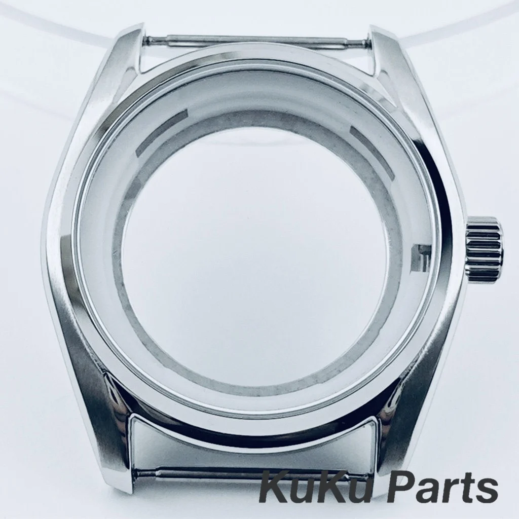 Silver Sapphire Crystal Watch Case with 33.5mm Dial Compatibility
