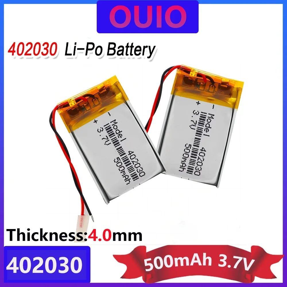 402030 3.7v 500mAh Li-ion Lipo Cells Lithium Li-Po Polymer Rechargeable Battery For Bluetooth GPS MP3 MP4 Recorder Rechargeable Lithium Batteries