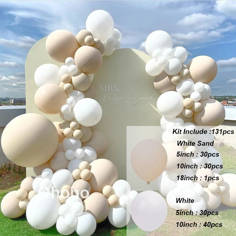 131pcs Beige White