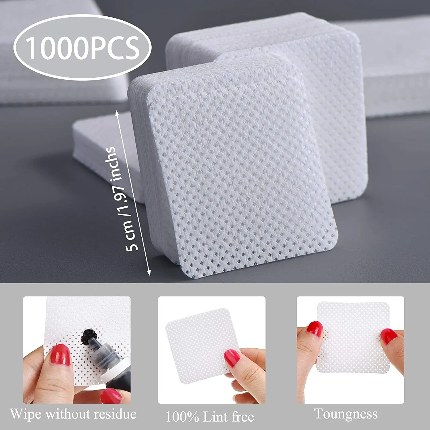 1000Pcs Wimpern Verlängerung Lint-Freies Kleber Wipes Baumwolle Blatt Wimpern Kleber Entferner Nägel Kunst Reinigung Reiniger Pads – Detail 4