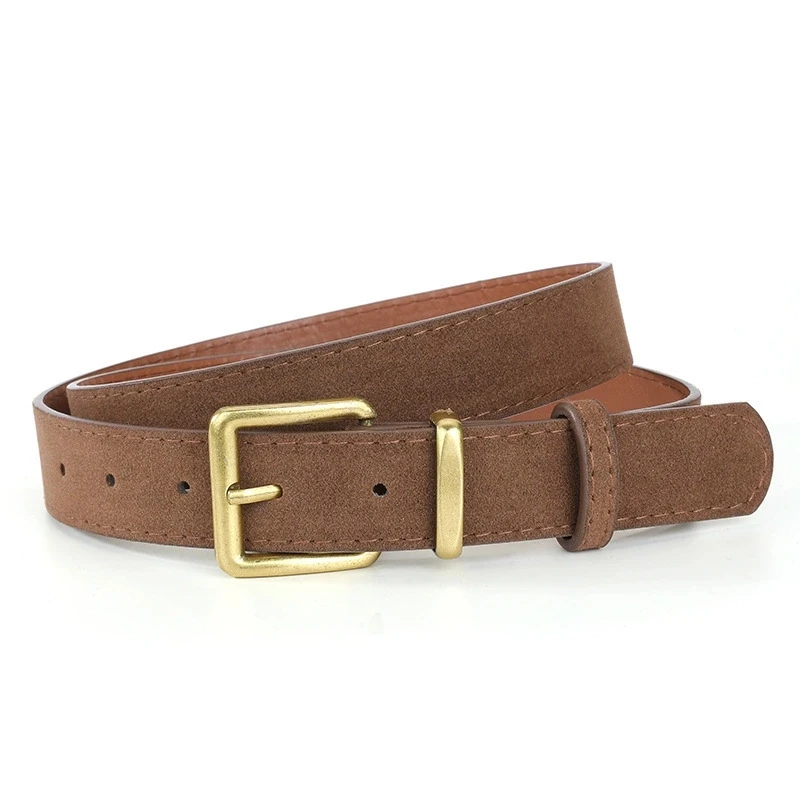 Luxuriöser Wildleder-Pu-Ledergürtel für Damen, Vintage-Stil mit goldener Dornschließe, 2,8 cm breiter Bund für Kleider und Jeans-Accessoires – Detail 16