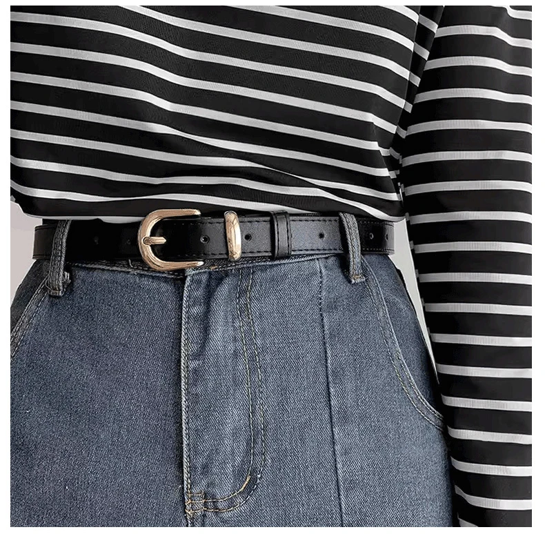 Taillengürtel Damen vielseitiger INS-Stil dekorative Jeans High-End-Retro-Nische Sommer Student schwarzer lässiger Ledergürtel – Detail 6