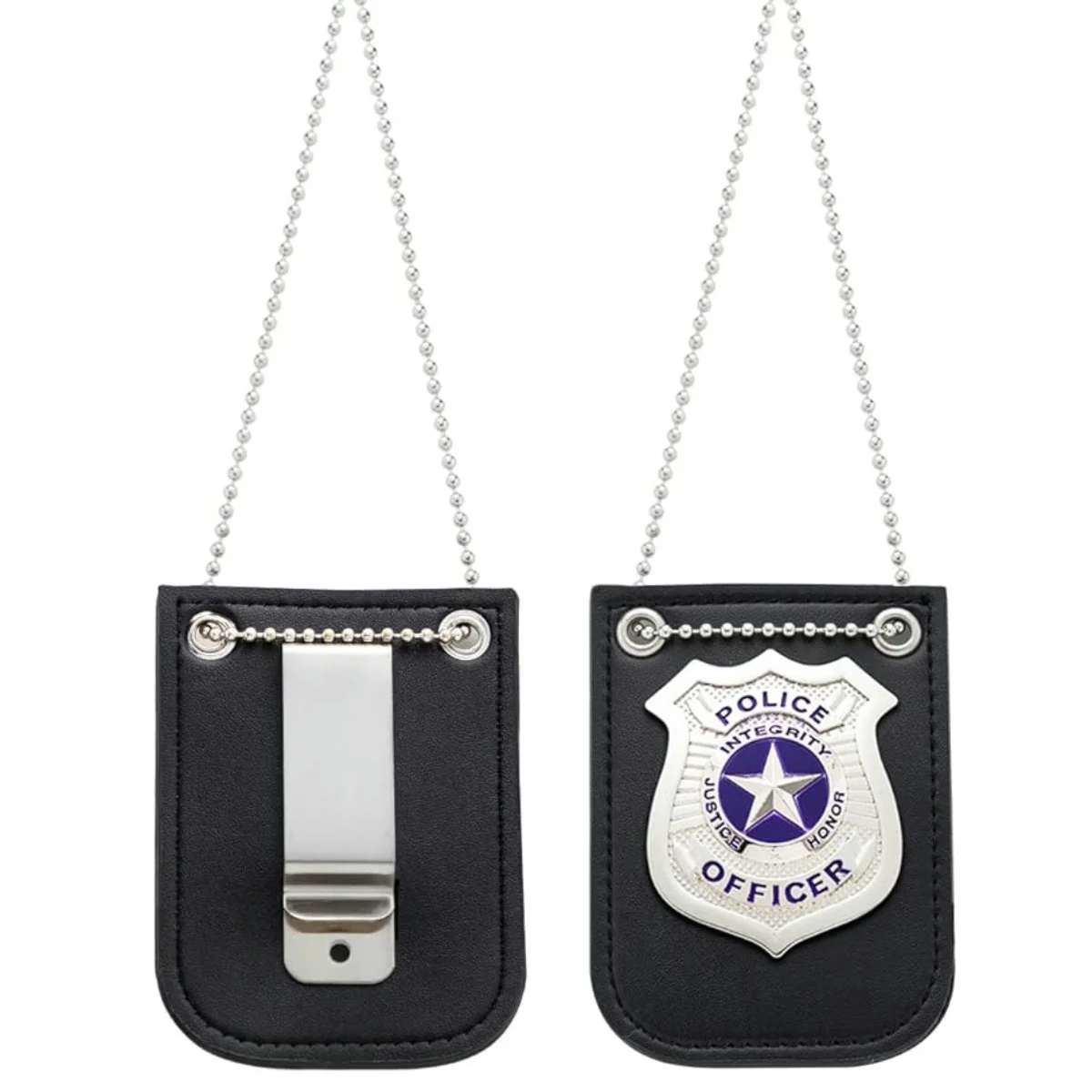 Police Badges for Kids &ndash; Pretend Play Costume Gear Detective FBI Agent Swat Cop Toy Accessories, Chain&Black Belt Clip Holder