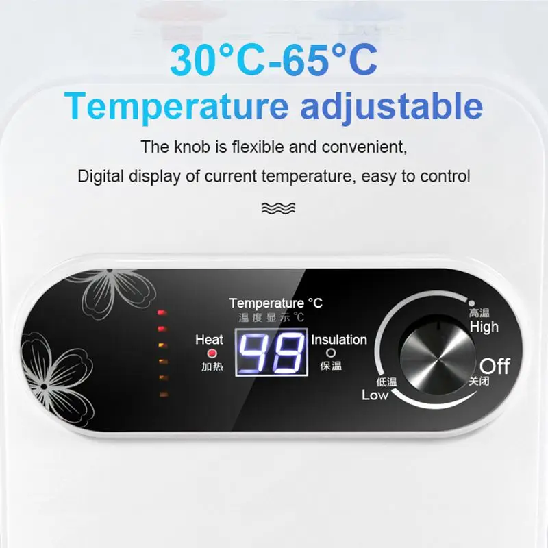 8L Water Storage Instant Electric Water Heater Rapid heat Insulation Digital display Thermostat Knob Control Up Down Inlet