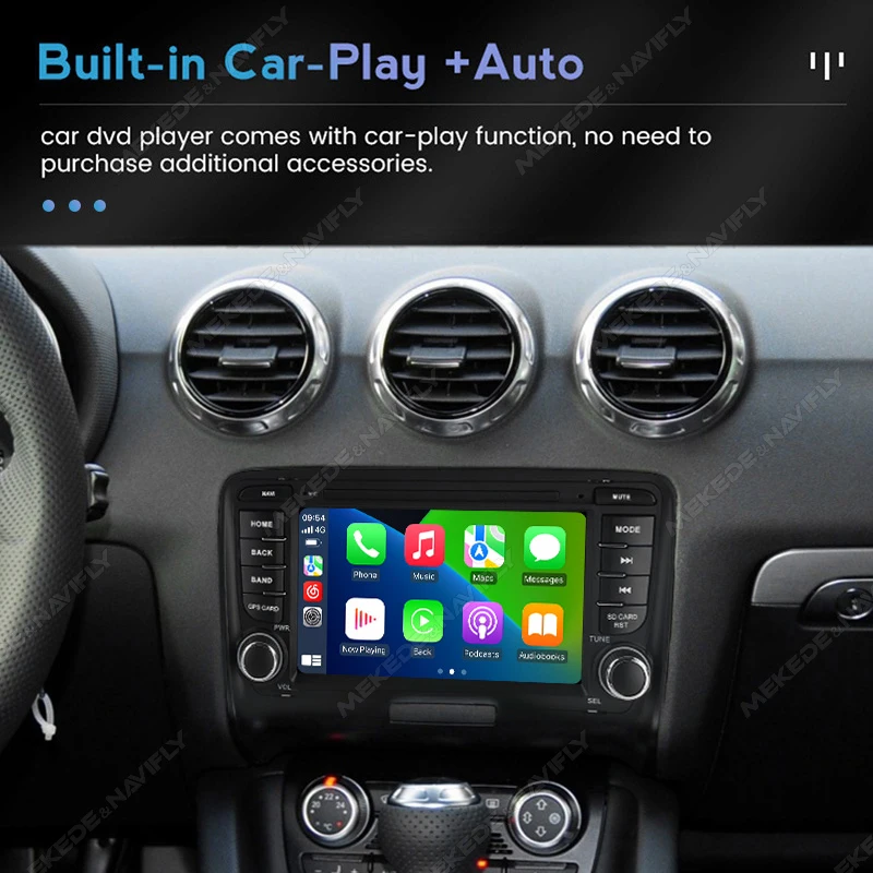 차량용 멀티미디어 플레이어, 아우디 TT MK2 8J 2006 2007 2008-2014 용, 안드로이드 13 오토라디오, GPS 내비게이션, 와이파이 BT 카플레이, 7 인치