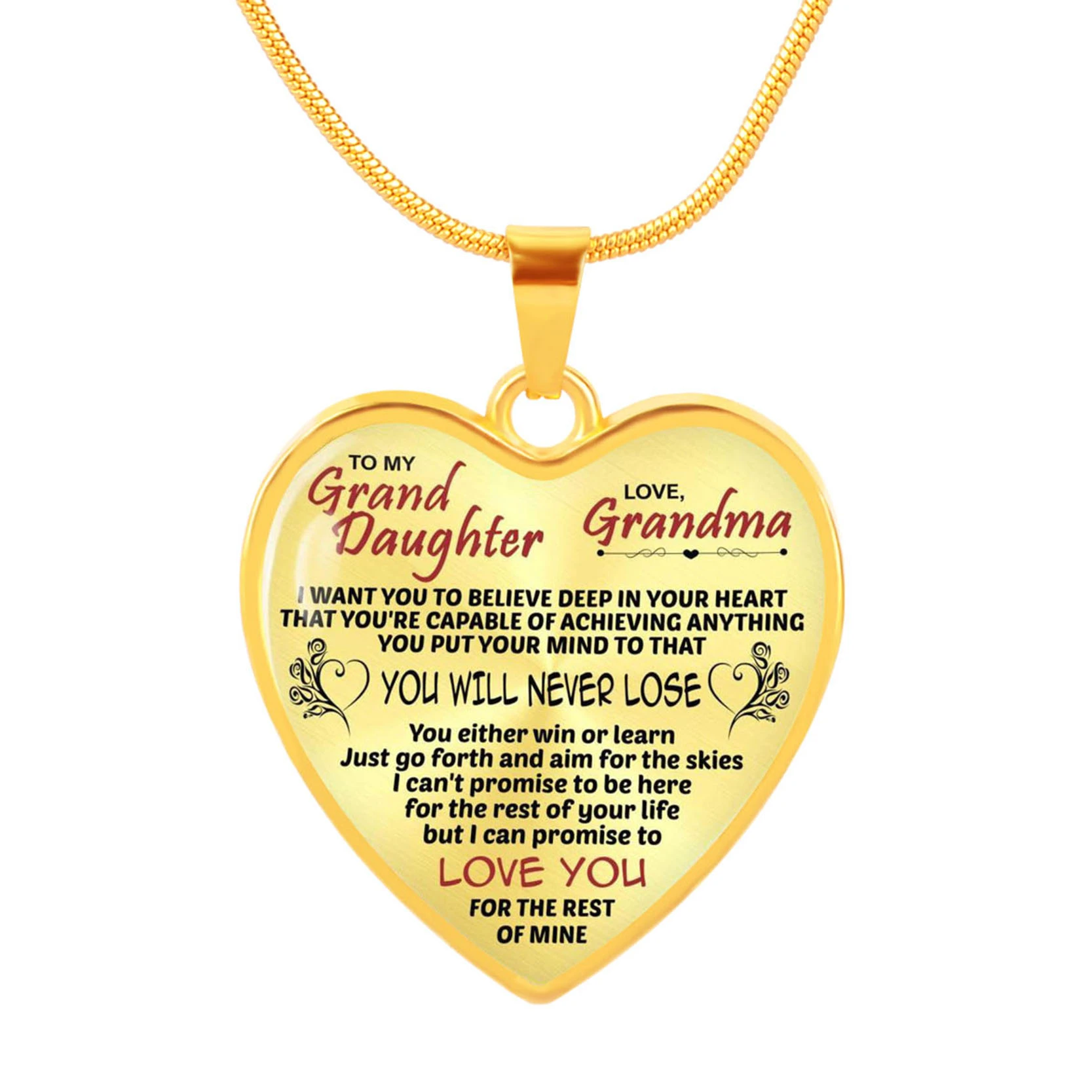 Collana del Pendente Del cuore Lettera Al Mio Nipote Del Pendente Dei  Monili In Oro Argento di Colore Della Collana Della Catena Delle Donne  Delle ...