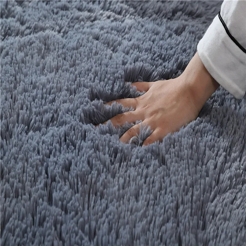 Carpets For Living Room Modern Sofas Grey Fluffy Carpet Non-slip Thicken Floor Mat Childrens Bedroom Play Carpet Decoration Rug 2