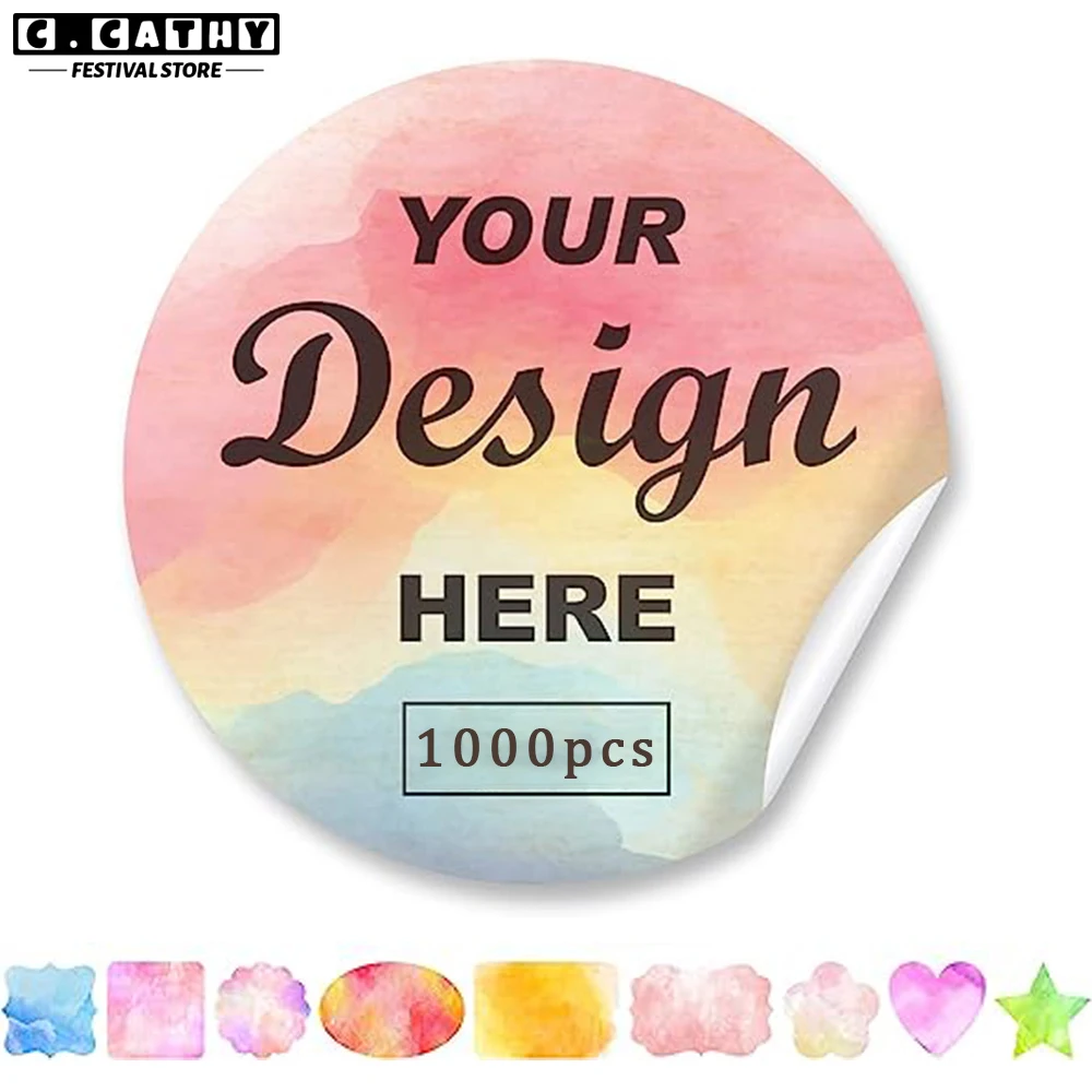 1000pcs Custom Sticker Customized Logos Personalised Business Labels Wedding Birthday Baptism Design Stickers
