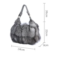 Women Winter Real Fox Fur Handbag Luxury Genuine Fur  Party Bag Tote Designer High Quality Real Silver Fox Fur Handbags Female 2