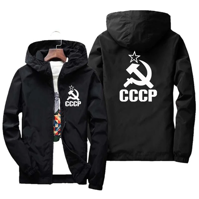 fashion Zipper Men women Hoodies Jacket CCCP Print sport hip hop Casual Zip Up Unisex Long Sleeve hoodie jacket coat top
