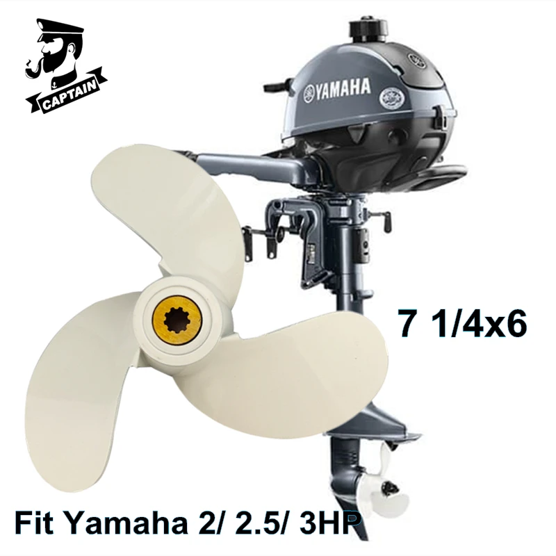 Captain Marine Propeller 7 1/4x6 Fit Yamaha Outboard Engine 2.5HP 3HP Aluminum 9 Tooth Spline RH 6L5-45943-01-EL 2 and 4 Strokes