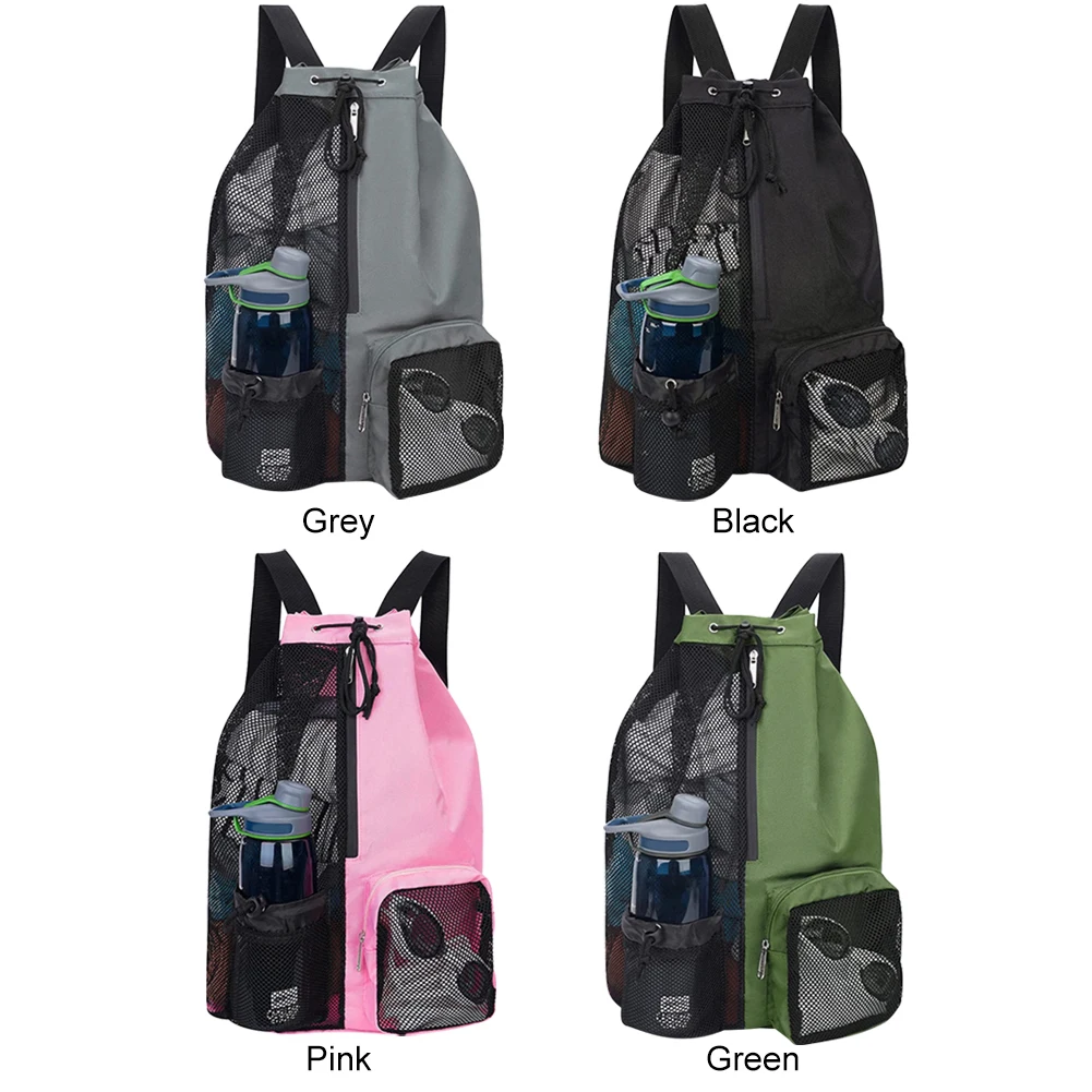 Basketball Bag Drawstring Beach Storage Backpacks with Wet Pockets Thickened Mesh Lightweight Comfortable for Training Equipment 2