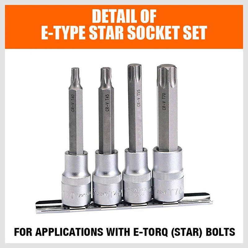 Description Picture 5 of item1/4" 3/8" Torx Star Socket Set Femal E Type Sockets Wrench Head E4-E8 E10-E20 Auto Repair Tools Star Female Socket Repair Tools
