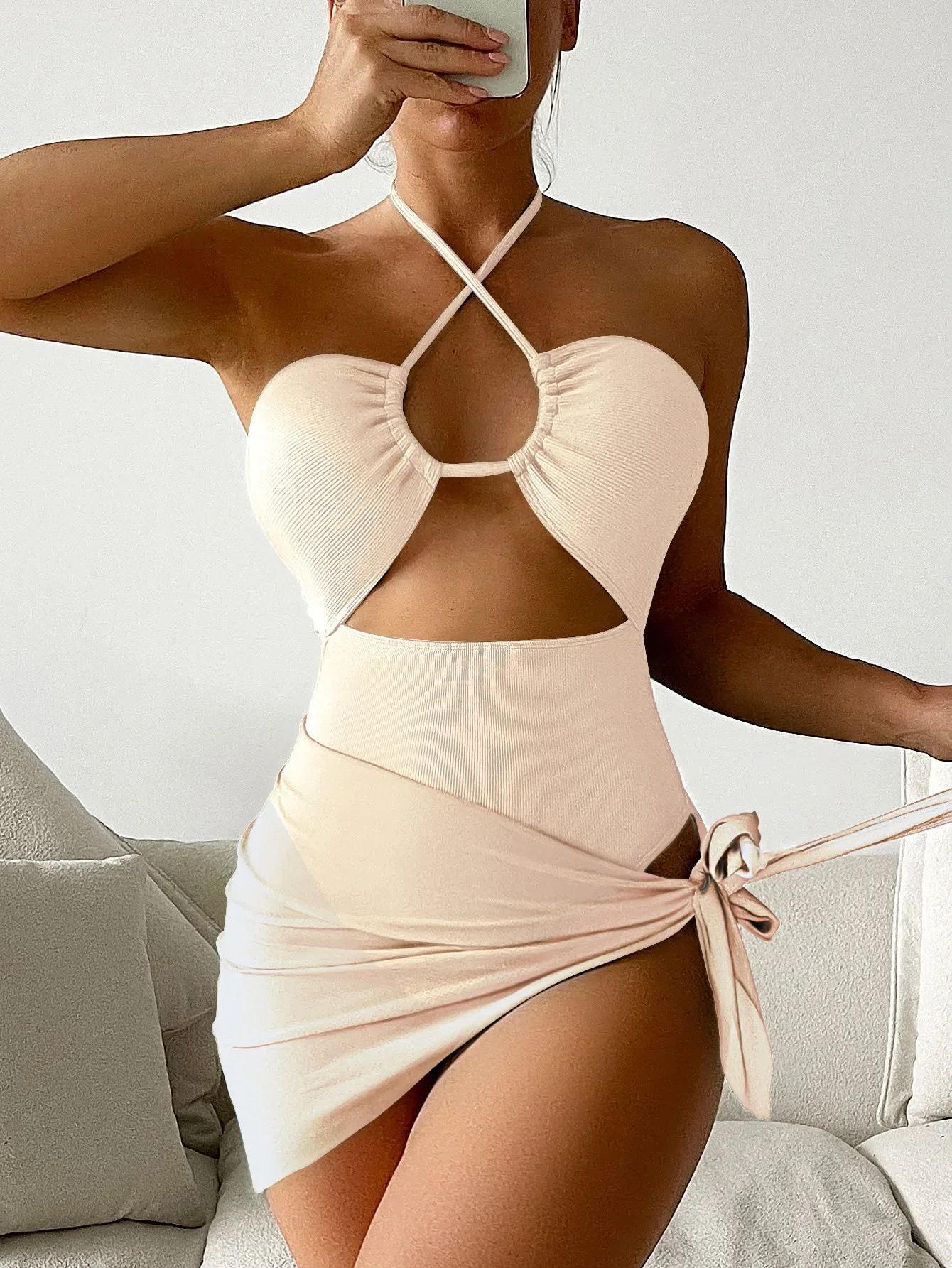 

Women's Lace Up Swimwear Stroje Jednoczęściowe Kapielowe Plus Size Swimwear Summer Sexy Backless Bikini Set Push Up Bikini