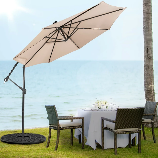 10FT Cantilever Solar Powered 32LED Lighted Patio Offset Umbrella Outdoor  NP10194 - AliExpress