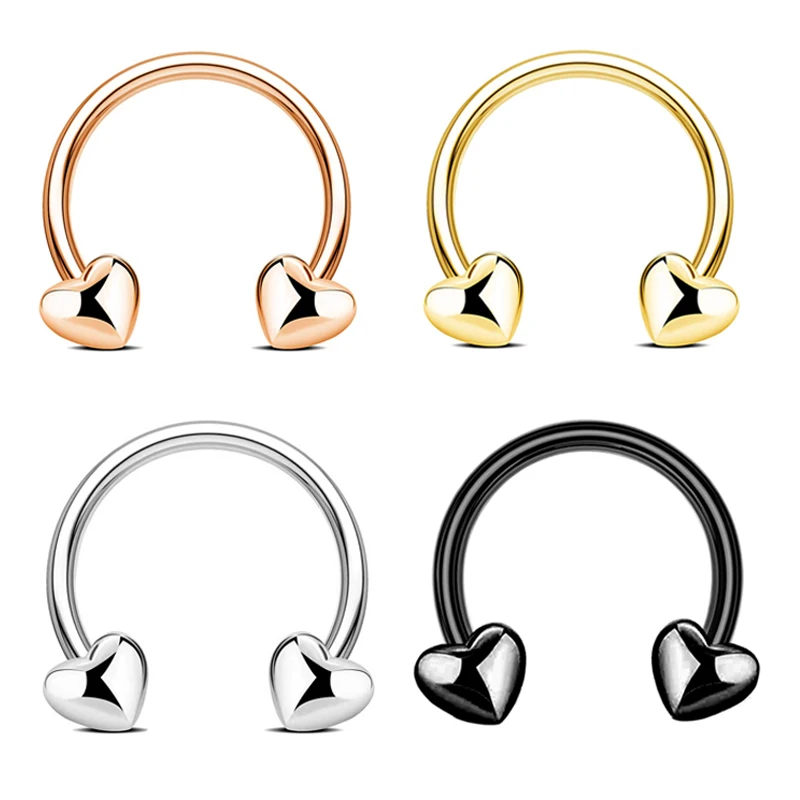

Кольца для перегородки 16 г, ювелирные украшения для пирсинга в форме сердца, ранца из нержавеющей стали, спирали, носа