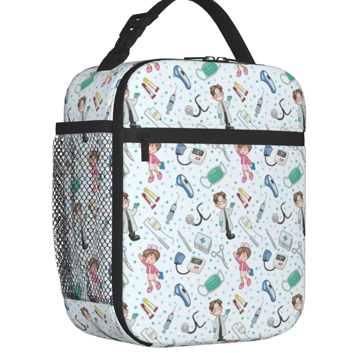 

Cartoon Nurse Thermal Insulated Lunch Bag Nursing Medical Print Resuable Lunch Tote for Kids School Multifunction Food Box