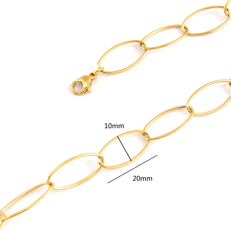 

Ring Size 10x20mm Oval Unique O link Chain Stainless Steel Necklace for Women Silver/Gold Color FeMale Jewelry Collares Gift