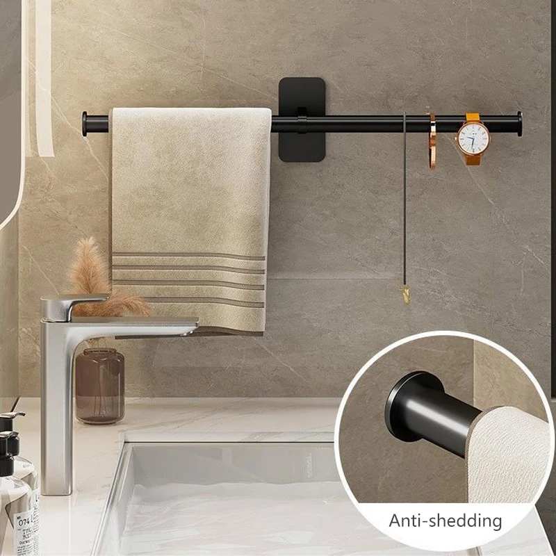 35/45/55cm Aluminum Bathroom Shelf Kitchen Storage Rack Towel Rack Towel Hanger Bath Holder Wall Hanging Bars