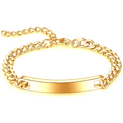 Personalized Four - Color Stainless Steel Curved Bracelet - Customizable with Laser Engraving, 7MM (GOLD)