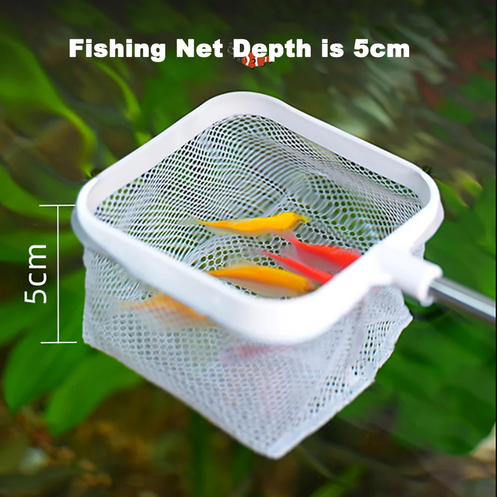 Aquarium Square Fishing Net With Suction Cup Extendable Long Handle Fishing Gear For Catching Fish Shrimp Tank Clean Accessories 4