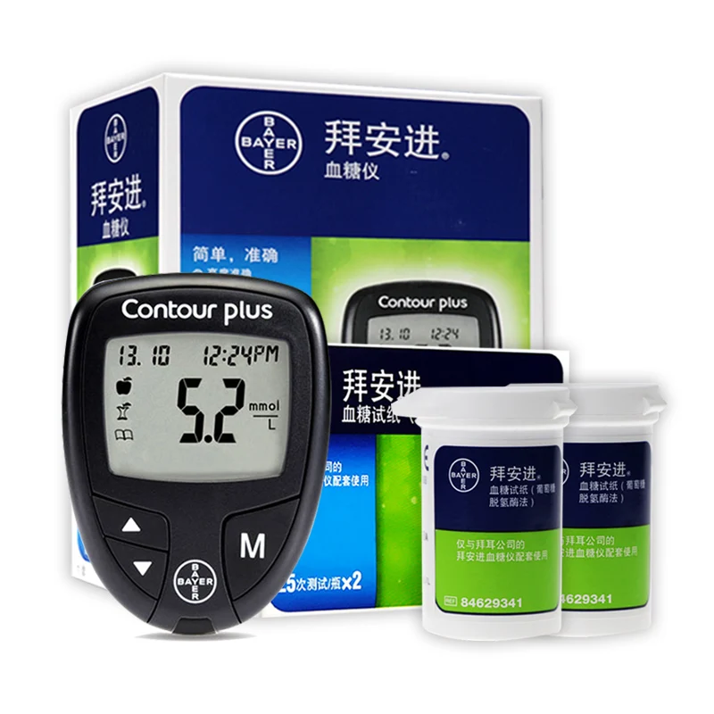 Bayer contour plus blood glucose meter test strips for glucometer 50