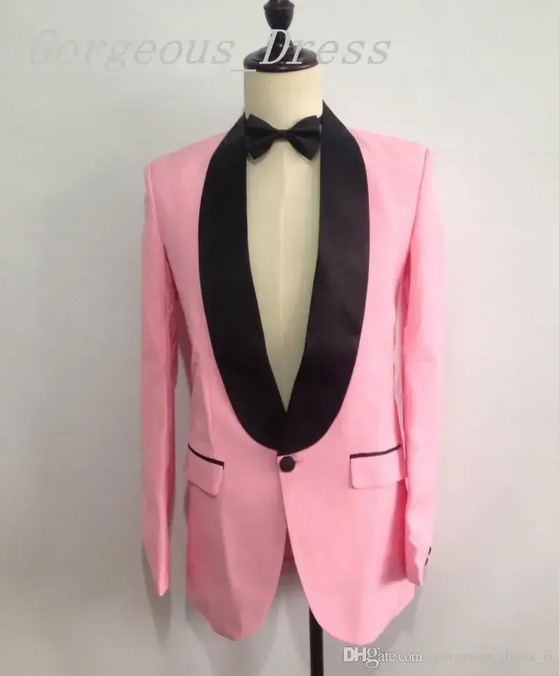 High Quality Costume Homme Hot Pink Shawl Lapel Men Suits Wedding Suits for Men Groom Blazer Custom Slim Fit 2 Piece Prom Tuxedo