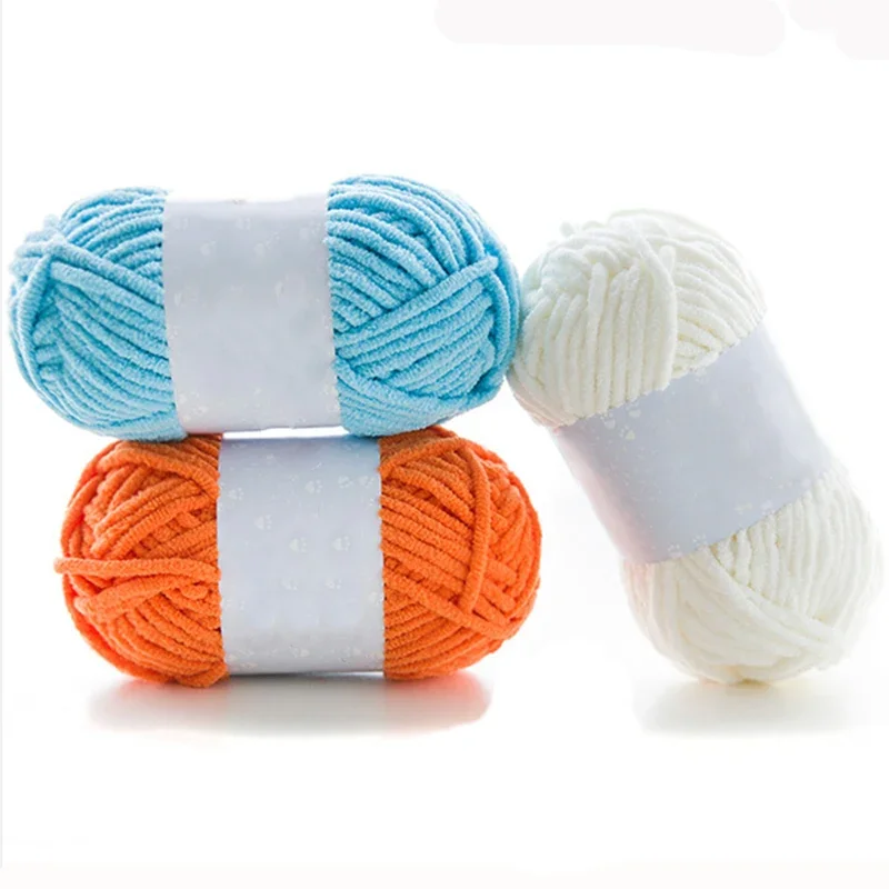 3pcsX50g Soft Chenille Yarn Thick Velvet Yarn DIY Knitting Yarn Handmade Line Scarf Hat 4