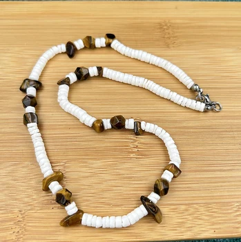 Bohemian Hawaii Puka 100% natural shell natural agate necklace irregular chip shell necklace summer beach gift 1