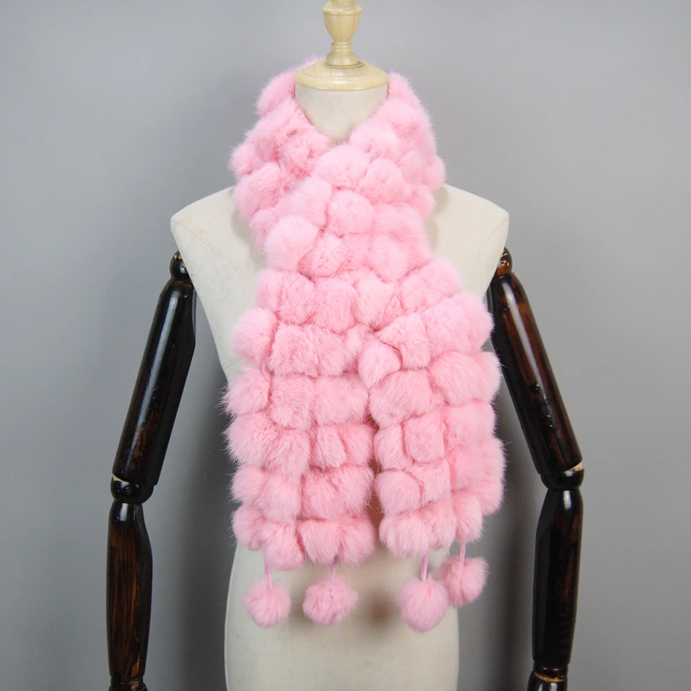 2024 New Fashion Natural Rabbit Fur Scarf Lady Winter Warm Real Rabbit Fur Muffler Women Knitted 100% Genuine Rabbit Fur Scarves