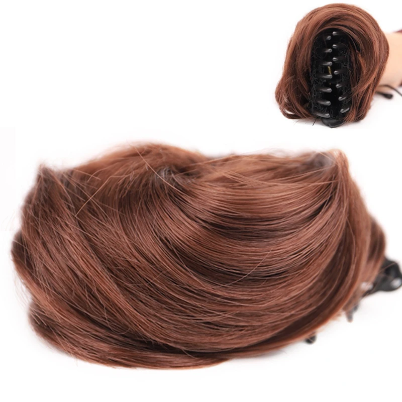Synthetic clip on the elastic band of the hair messy clip on hair patch loop wrapped around messy for women
