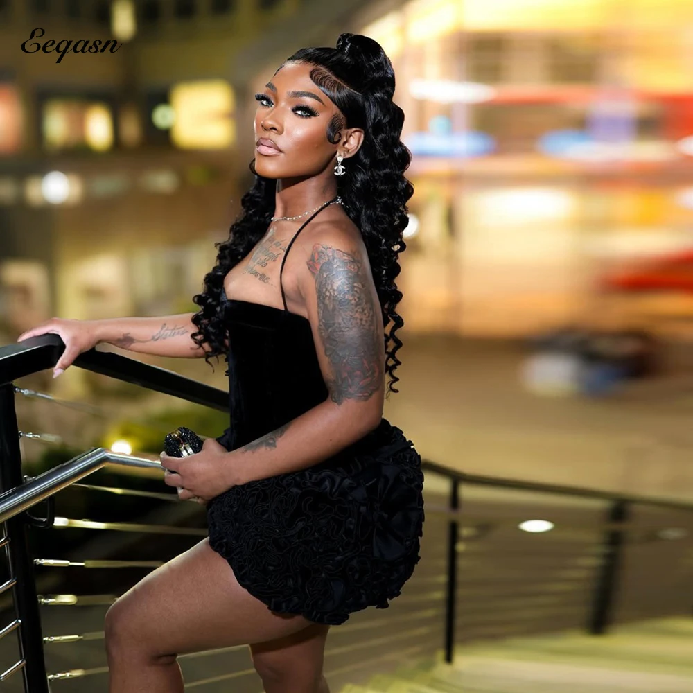 Sexy Ruffles Cocktail Dresses Mini Black Short Prom Dress Corset Mini Dress Night Club Specila Occasion Dresses Customized evening dresses cocktail dress women mini dresses