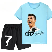 2025 Ronaldo Football Player CR7 Printed Children Clothing Casual T-shirt+Shorts 2pcs Sets Summer Kids Boys Fashion Sportsuits